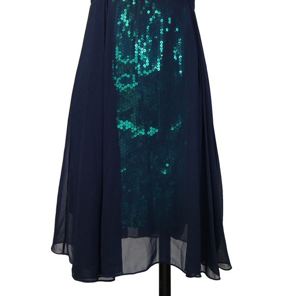 Reiss Etta Sheer Sequin Dress Size 4 New Emerald Green Blue Cocktail Formal - Picture 6 of 11